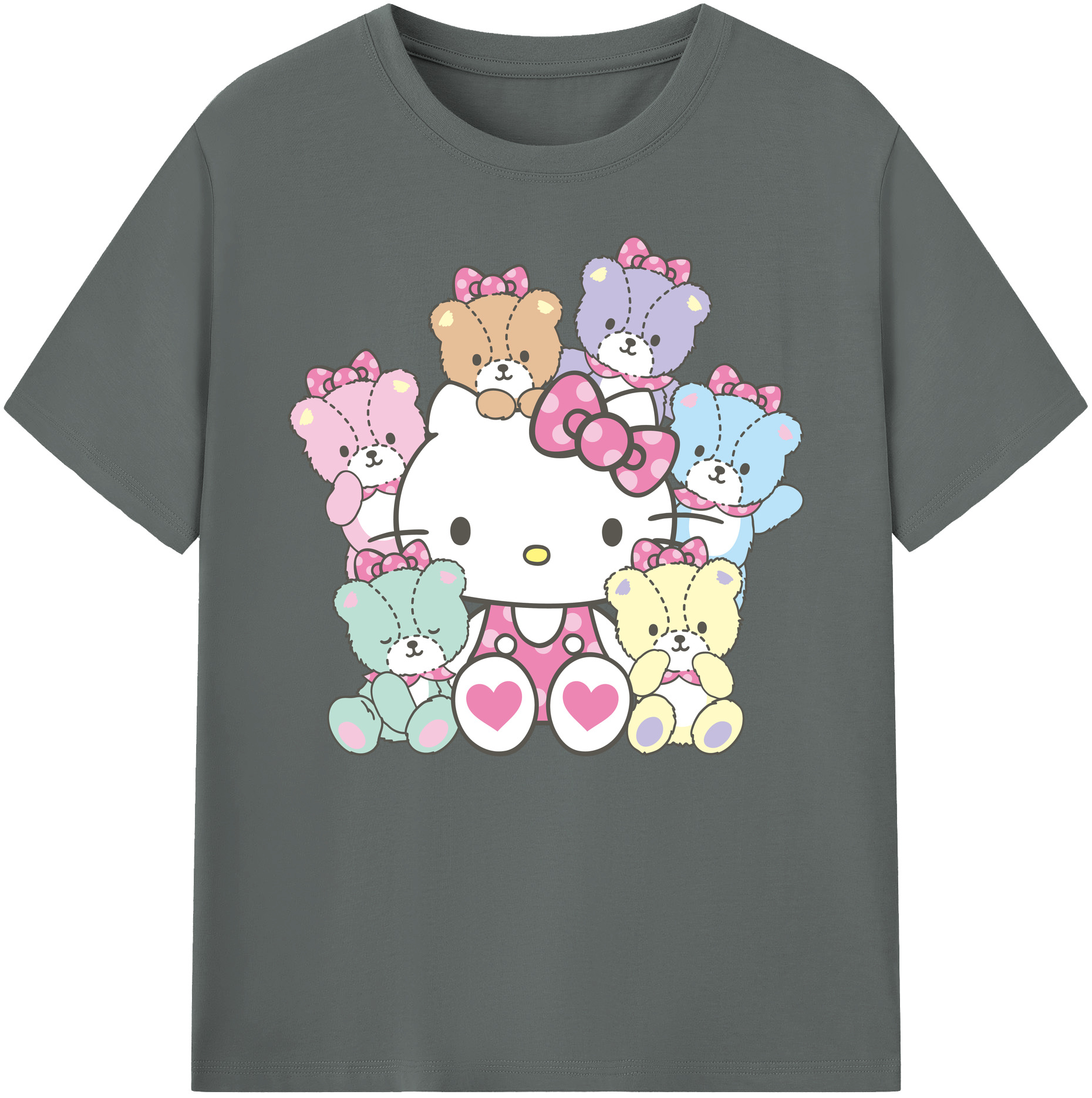 （画像用） Hello Kitty ハローキティ 綿100％ メンズ半袖Tシャツ｜肌触りやわらか＆通気性